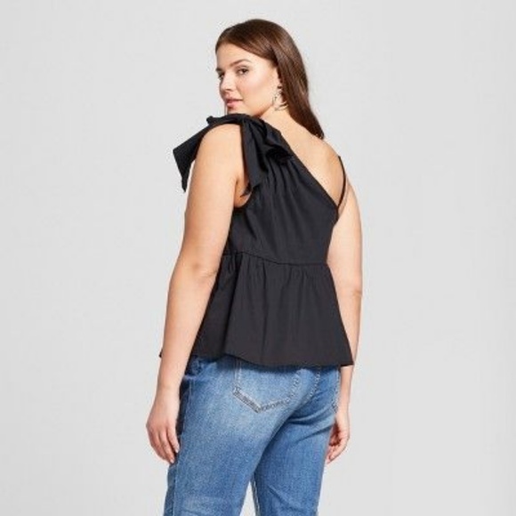 Women's Plus Size One Shoulder Peplum Blouse - Picture 1 of 6